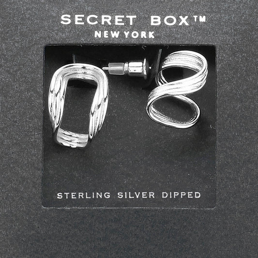 SECRET BOX  Sterling Silver Dipped Abstract Earrings