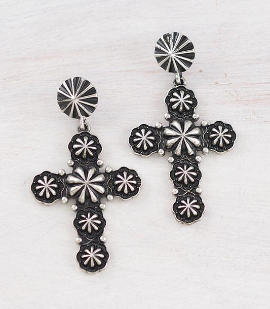 Western Cross Concho Earrings