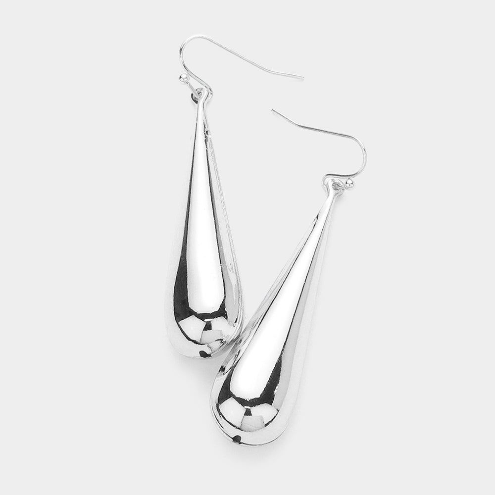 Silver Teardrop Dangle Earrings