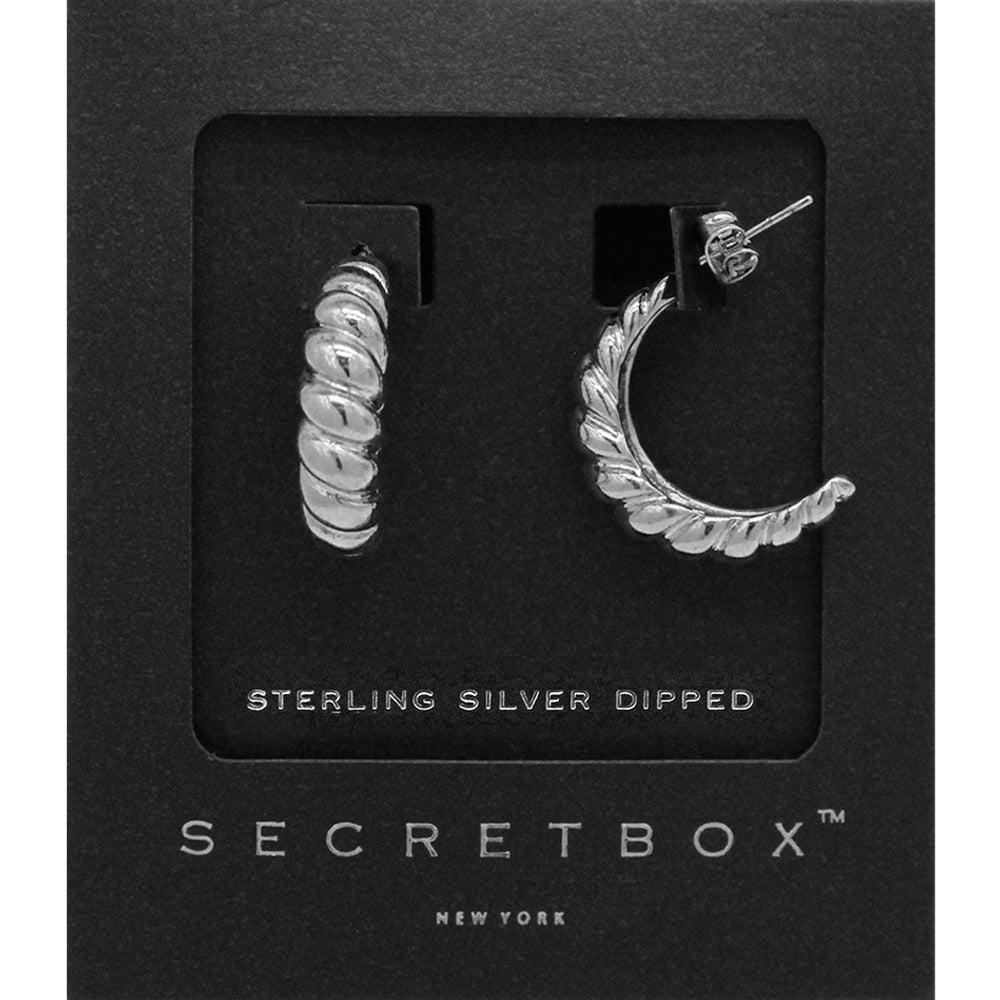 SECRET BOX   Sterling Silver Dipped Bold Metal Hoop Earrings