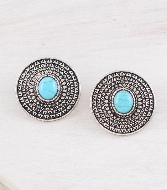 Turquoise Concho Earrings