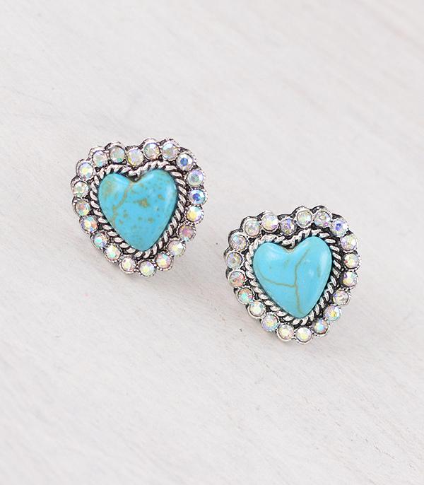 Turquoise Heart Post Earrings