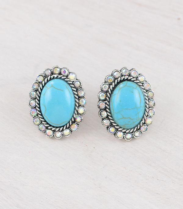 Western Turquoise Concho Post Earrings