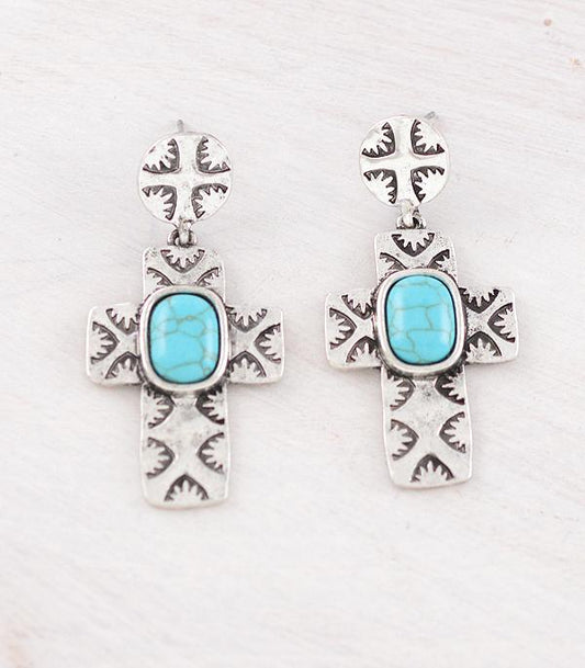 Turquoise Cross Earrings