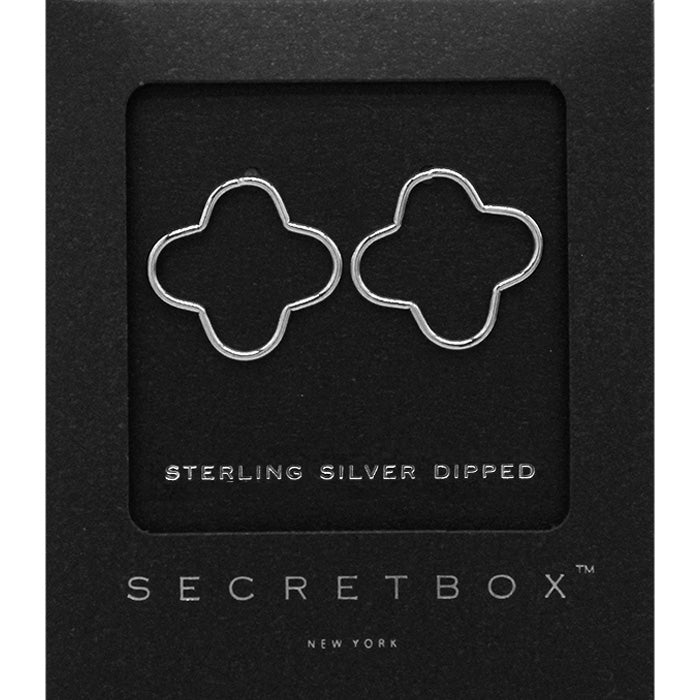 SECRET BOX   Sterling Silver Dipped Quatrefoil Stud Earrings