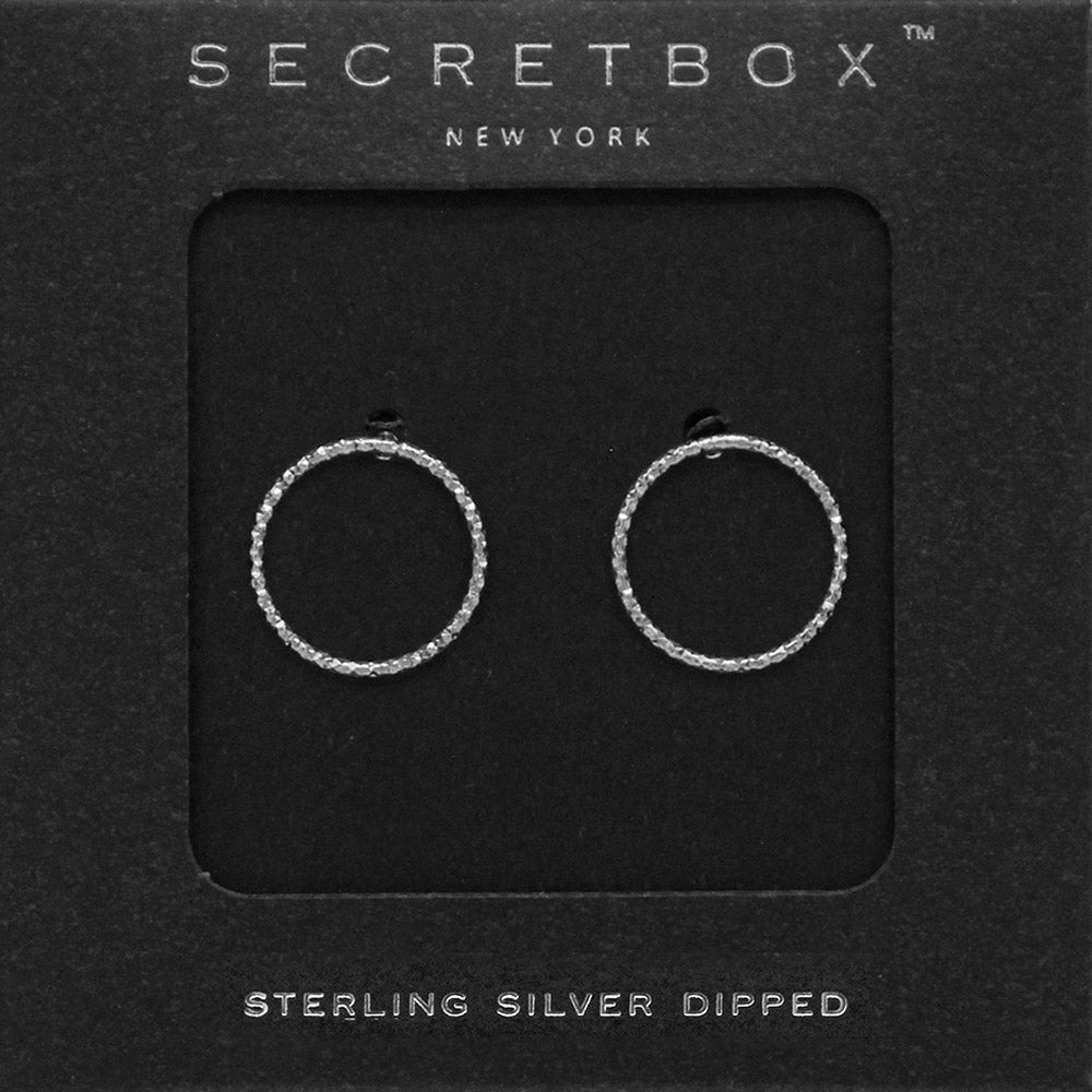 SECRET BOX   Sterling Silver Dipped Open Circle Stud Earrings