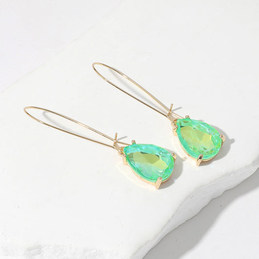 Mint Teardrop Stone Cushion Dangle Earrings