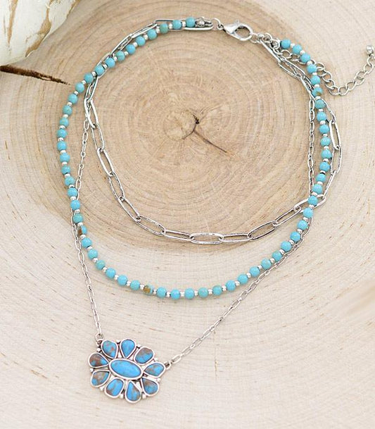 Western Concho Layered Necklace