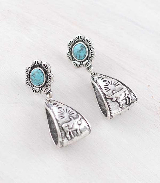 Western Style Concho Post Earrings