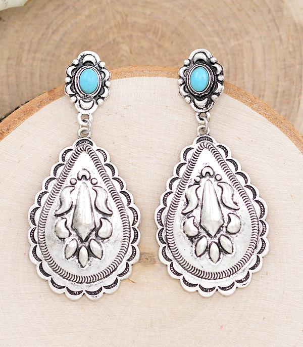 Western Concho Teardrop Earrings