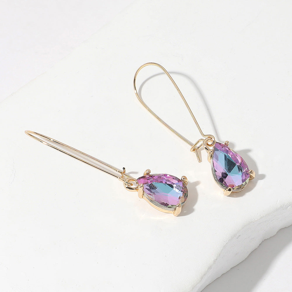 Lavender Teardrop Stone Cushion Dangle Earrings