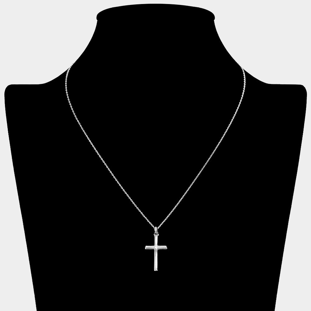 SECRET BOX   Sterling Silver Dipped Cross Pendant Necklace