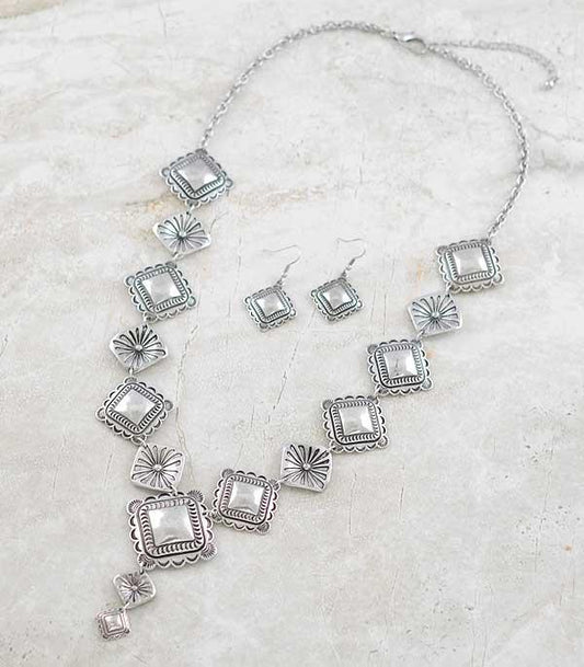 Western Silver Concho Necklace