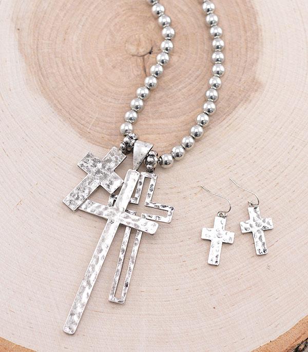 Cross Cluster Necklace Set