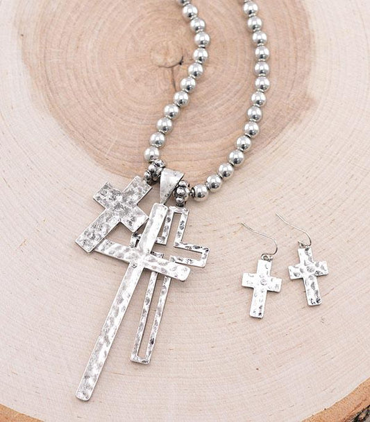 Cross Cluster Necklace Set