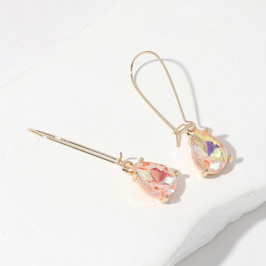 Pink Teardrop Stone Cushion Dangle Earrings