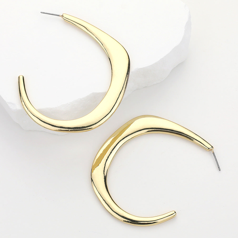 SECRET BOX 14K Gold Dipped Flat Hoop Earrings