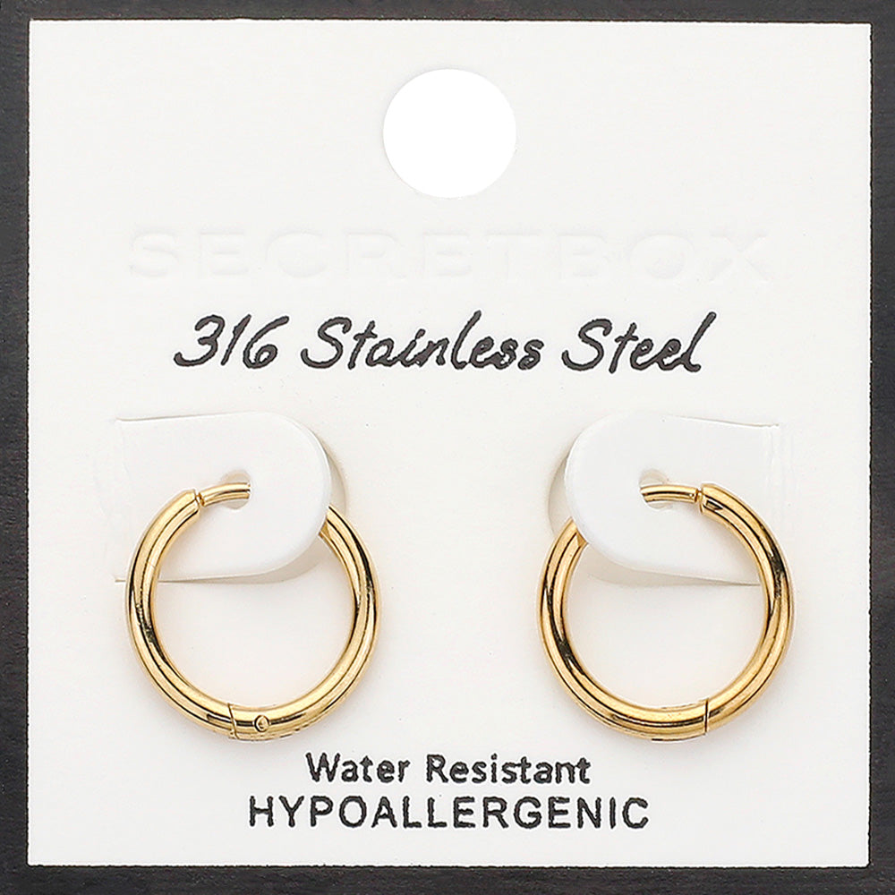 SECRET BOX   Stainless Steel Huggie Hoop Earrings