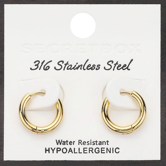 SECRET BOX   Stainless Steel Huggie Hoop Earrings