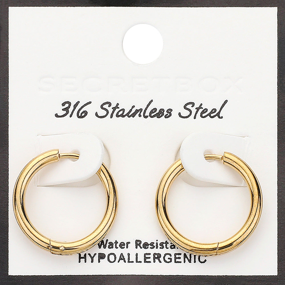 SECRET BOX   Stainless Steel Huggie Hoop Earrings