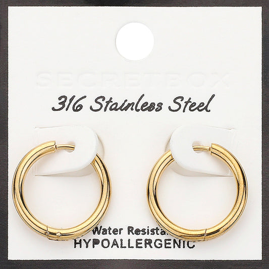 SECRET BOX   Stainless Steel Huggie Hoop Earrings